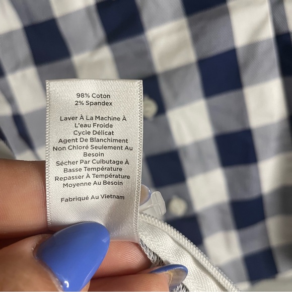 TALBOTS SZ/10 Women's NavyBlue/White Gingham Sleeveless Shell Blouse 98%Cotton - Picture 8 of 11